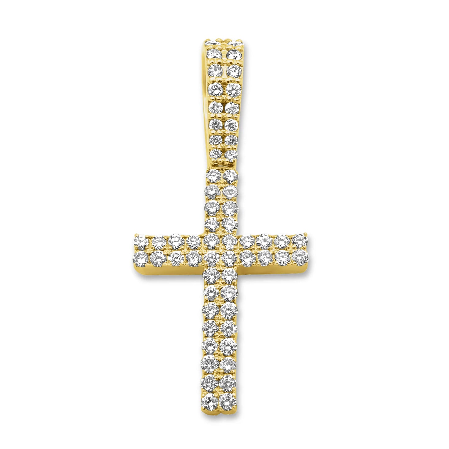 14K Yellow Gold Diamond Cross Pendant 1.08 CTW