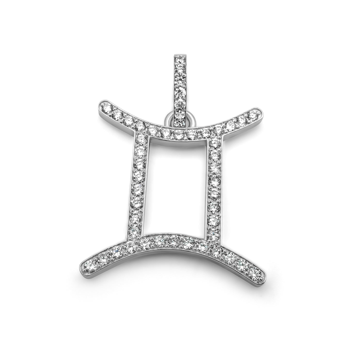 14k White Gold Diamond Gemini Zodiac Pendant 0.70 ctw