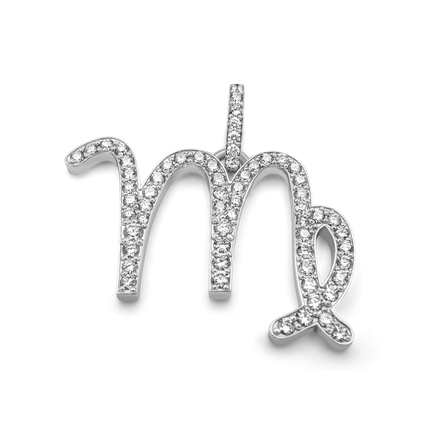 14k White Gold Diamond Virgo Zodiac Pendant 0.97 ctw