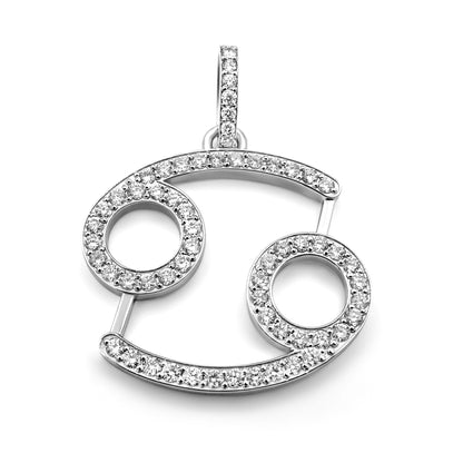 14k White Gold Diamond Cancer Zodiac Pendant 0.90 ctw