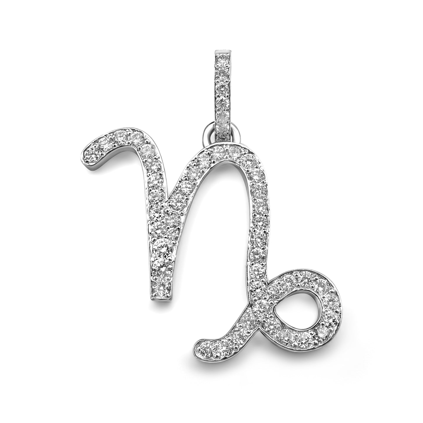 14k White Gold Diamond Capricorn Zodiac Pendant 0.77 ctw