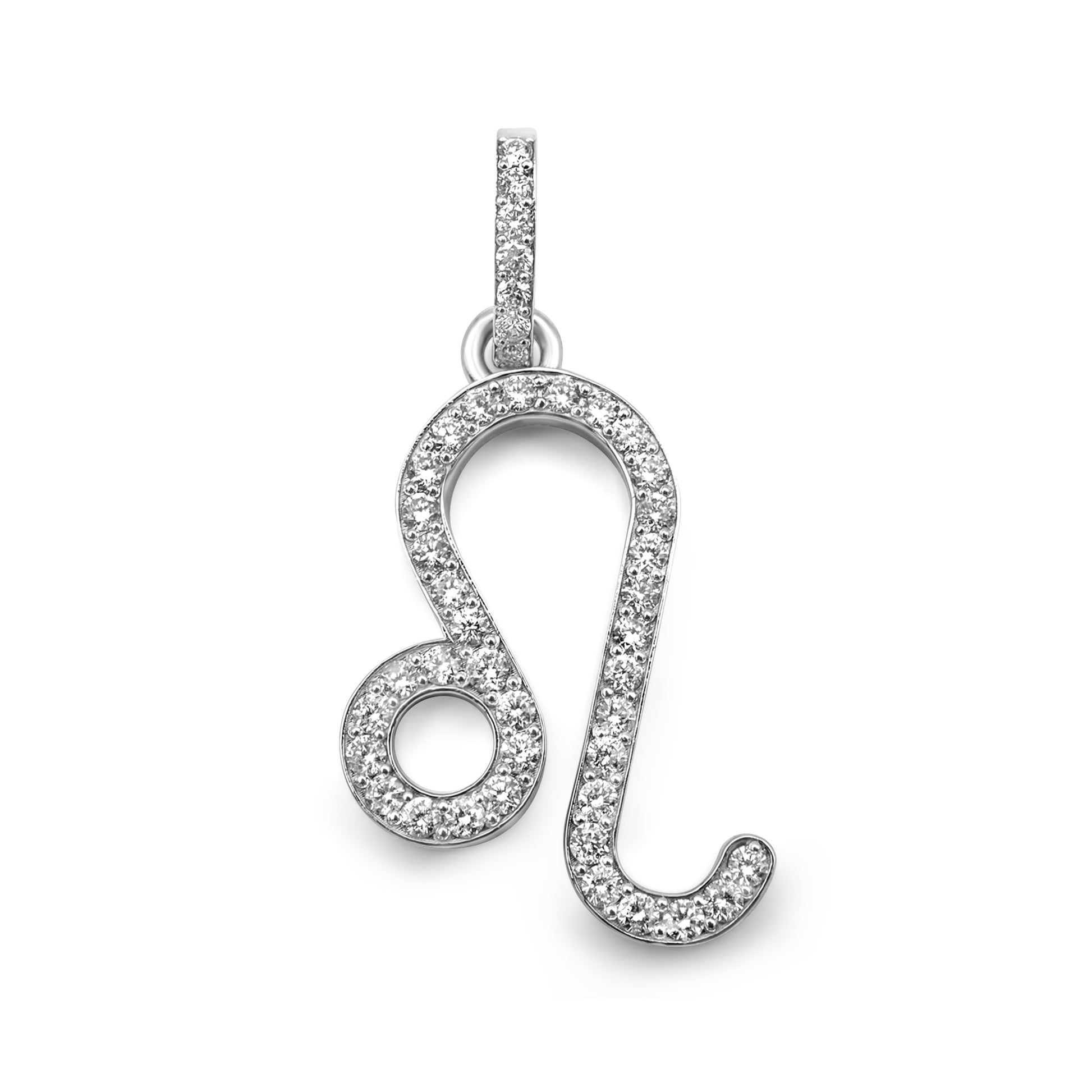 14k White Gold Diamond Leo Zodiac Pendant 0.63 ctw