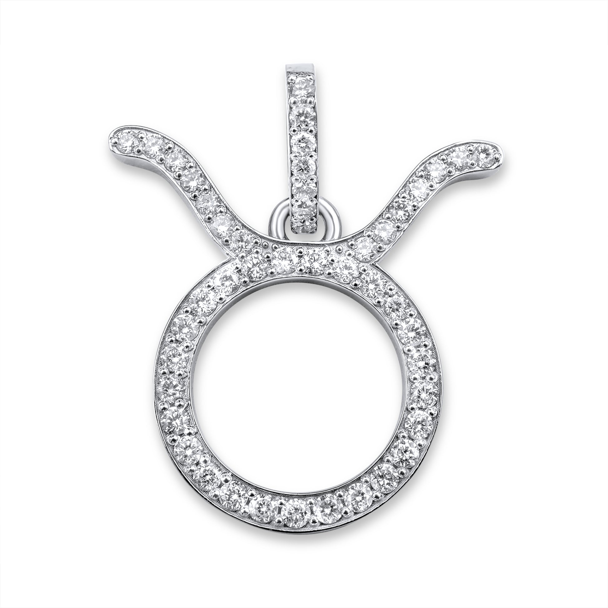 14k White Gold Diamond Taurus Zodiac Pendant 0.63 ctw