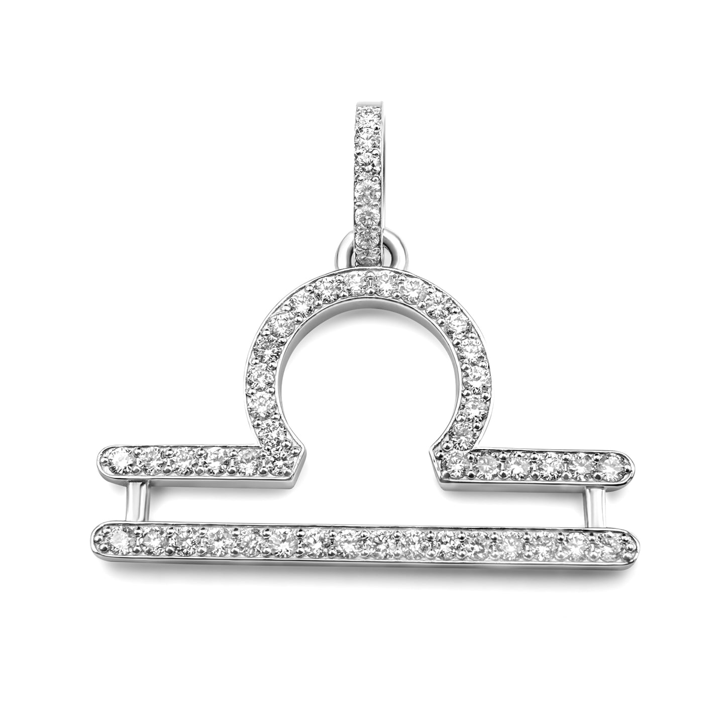 14k White Gold Diamond Libra Zodiac Pendant 0.73 ctw