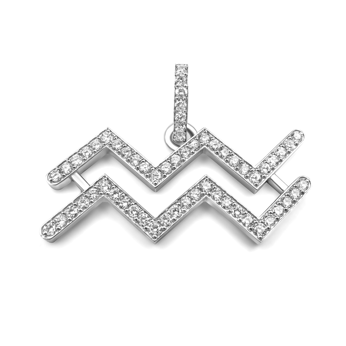 14k White Gold Diamond Aquarius Zodiac Pendant 0.78 ctw