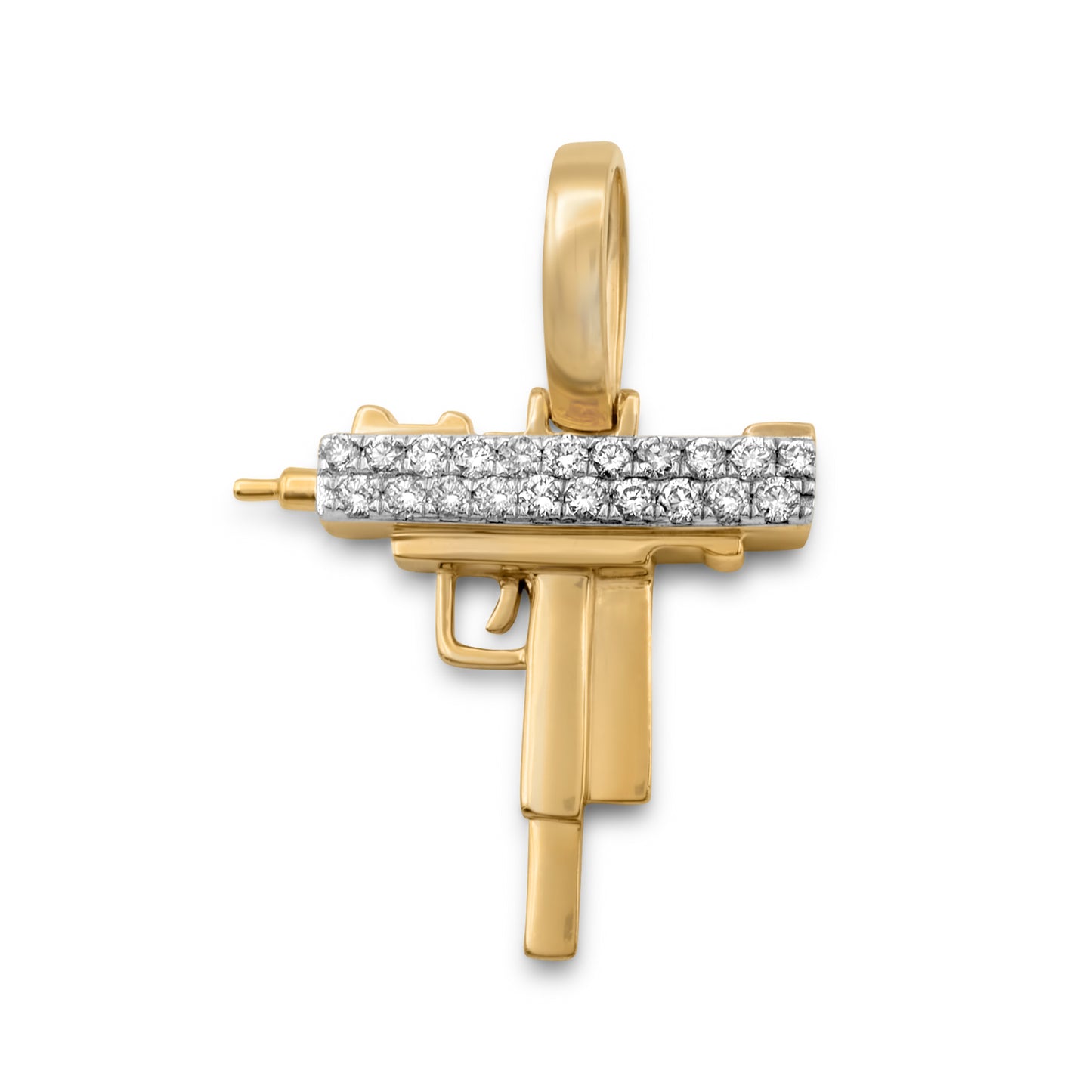 10k Yellow Gold Diamond Uzi Gun Pendant 0.45ctw