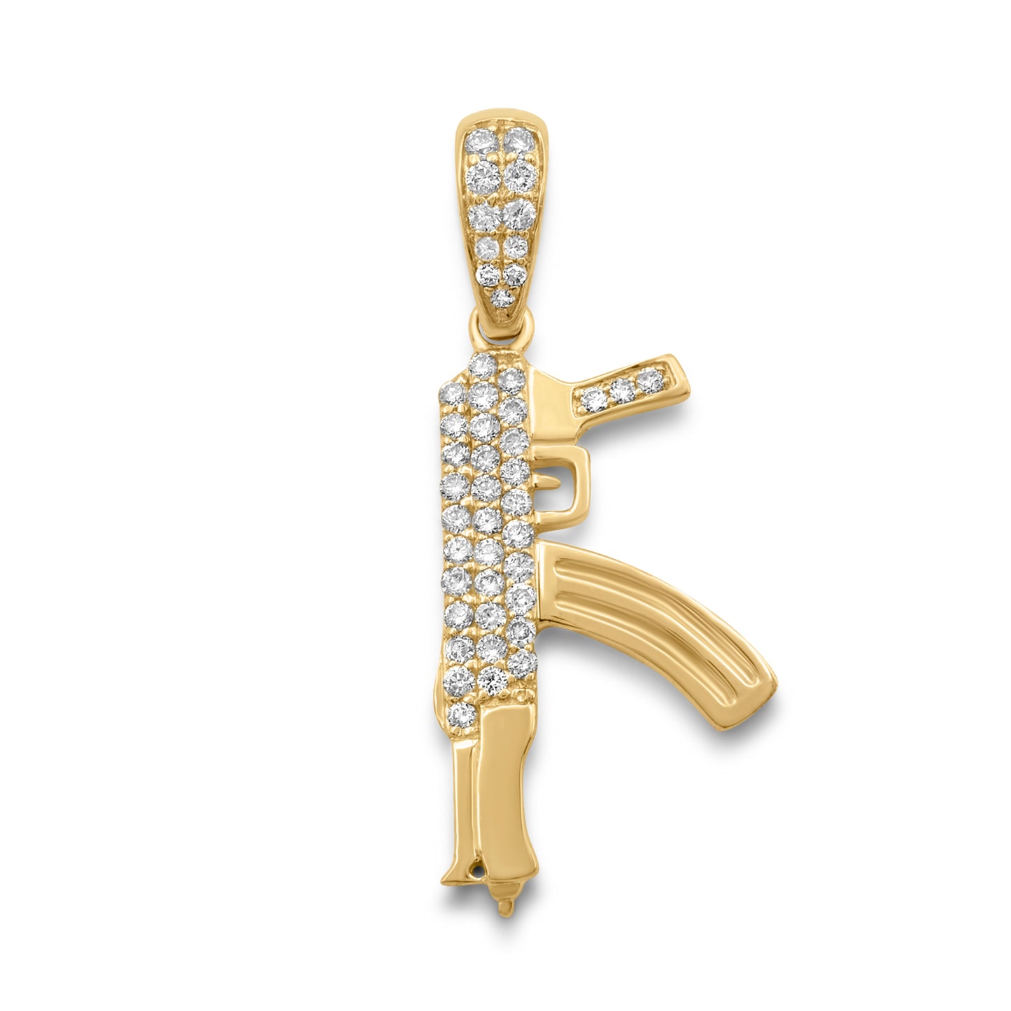 10K Yellow Gold AK47 Gun Diamond Pendant 0.25 ctw