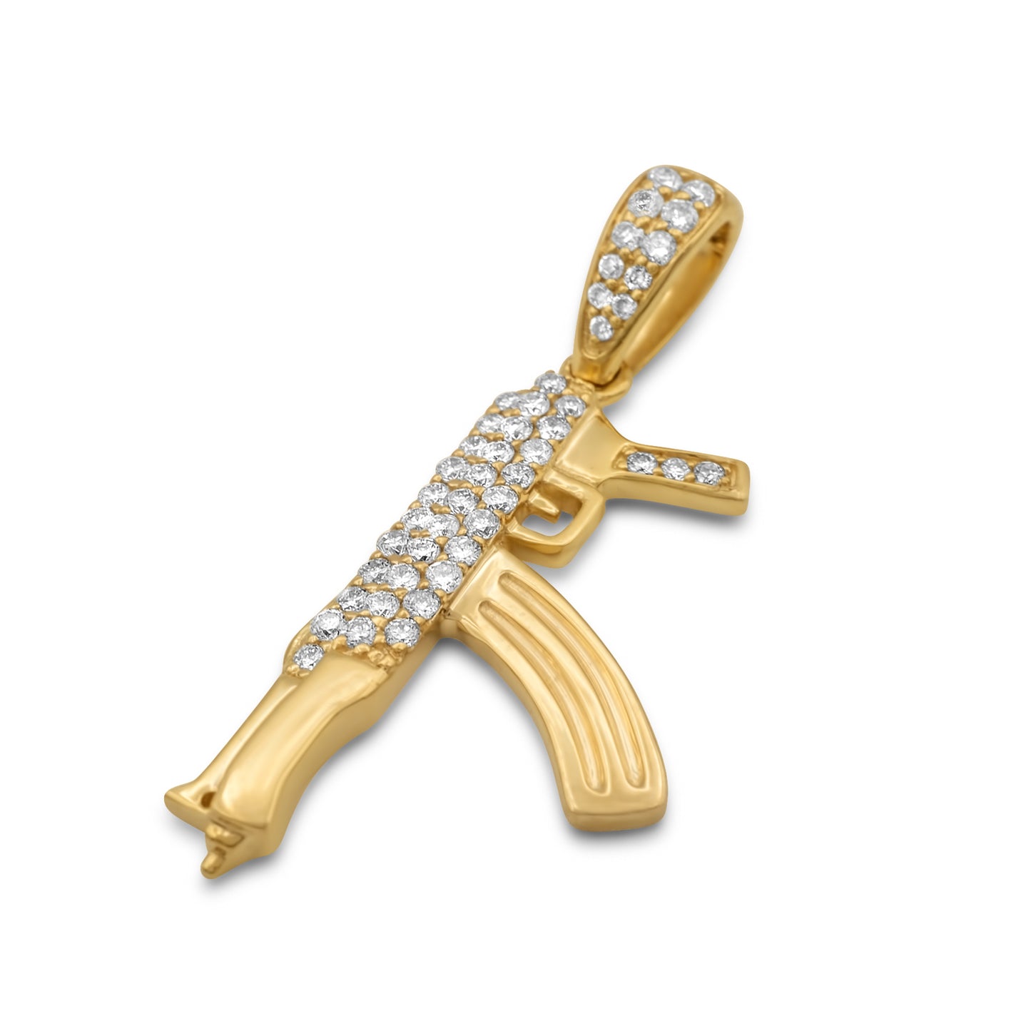 10K Yellow Gold AK47 Gun Diamond Pendant 0.25 ctw