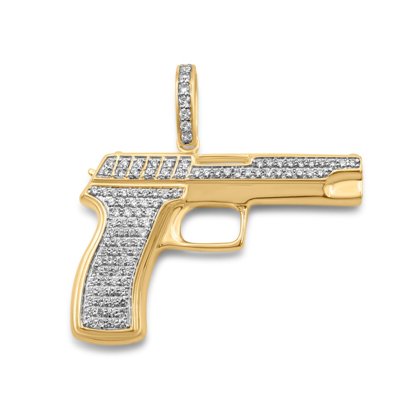 10K Yellow Gold Diamond HandGun Pendant 1.00 ctw