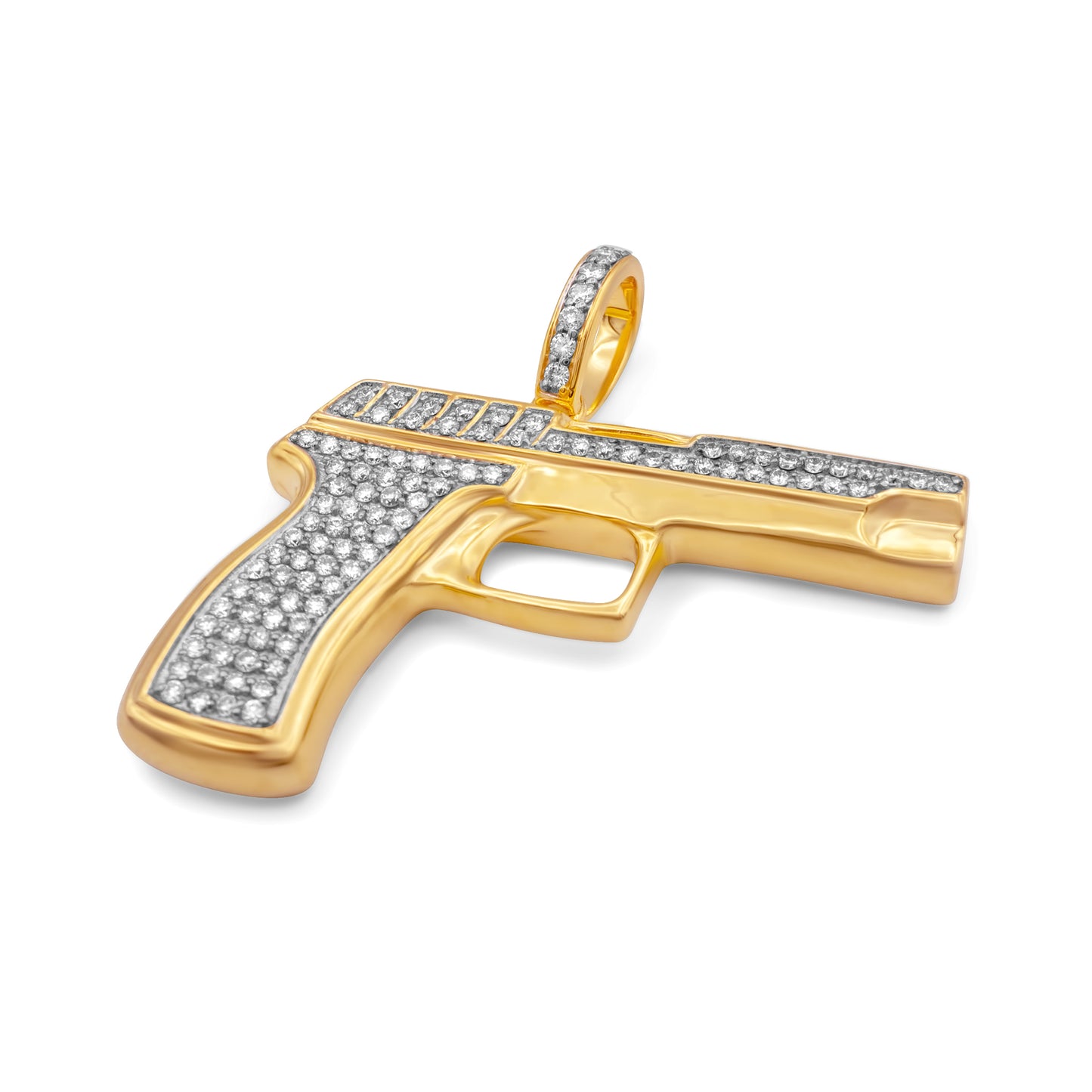 10K Yellow Gold Diamond HandGun Pendant 1.00 ctw