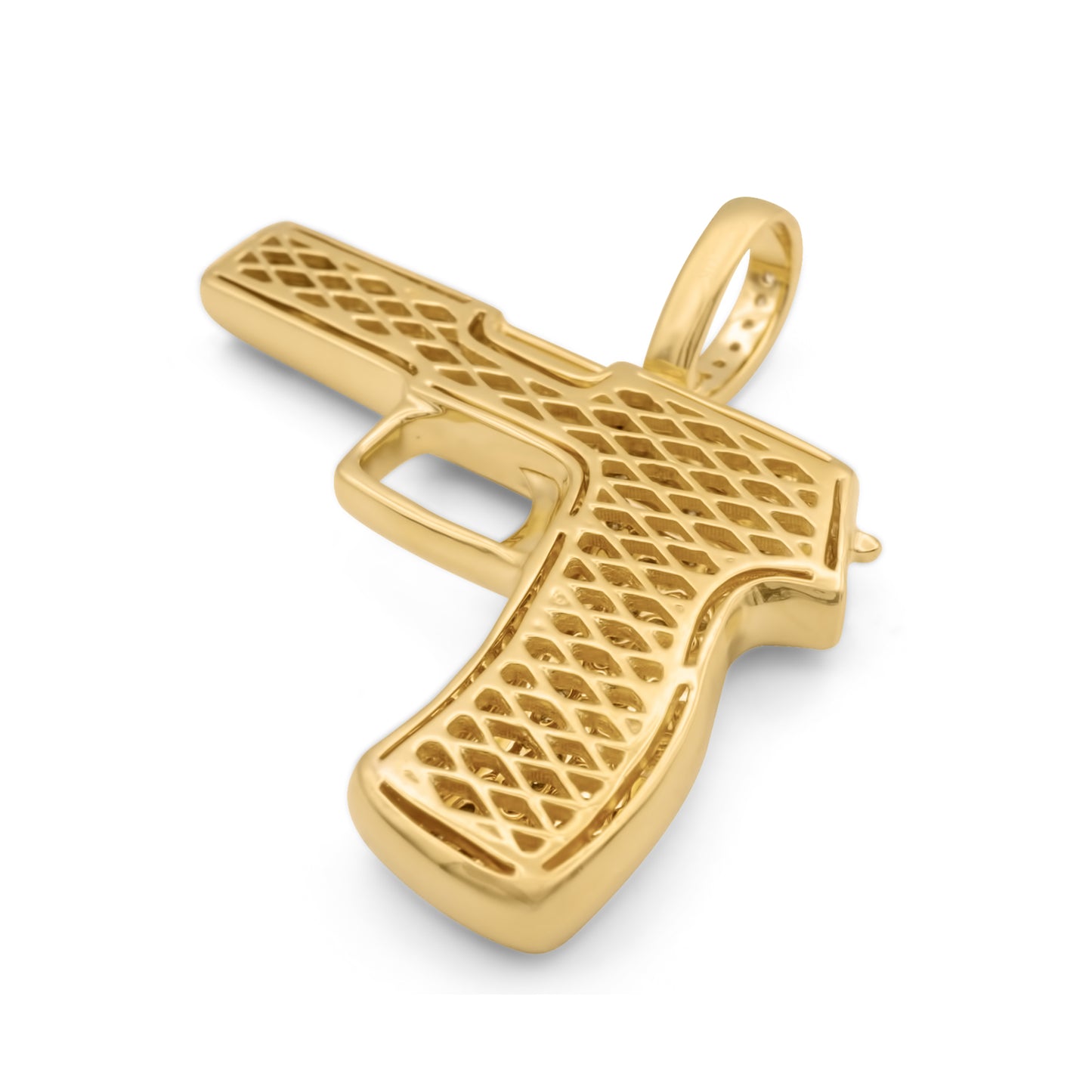 10K Yellow Gold Diamond HandGun Pendant 1.00 ctw