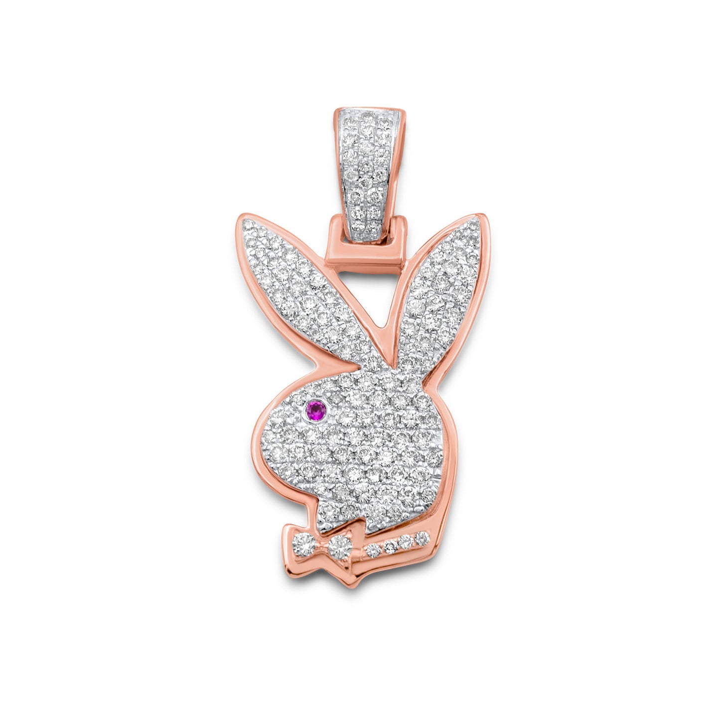 10K Rose Gold Bunny Diamond Pendant 0.80CTW