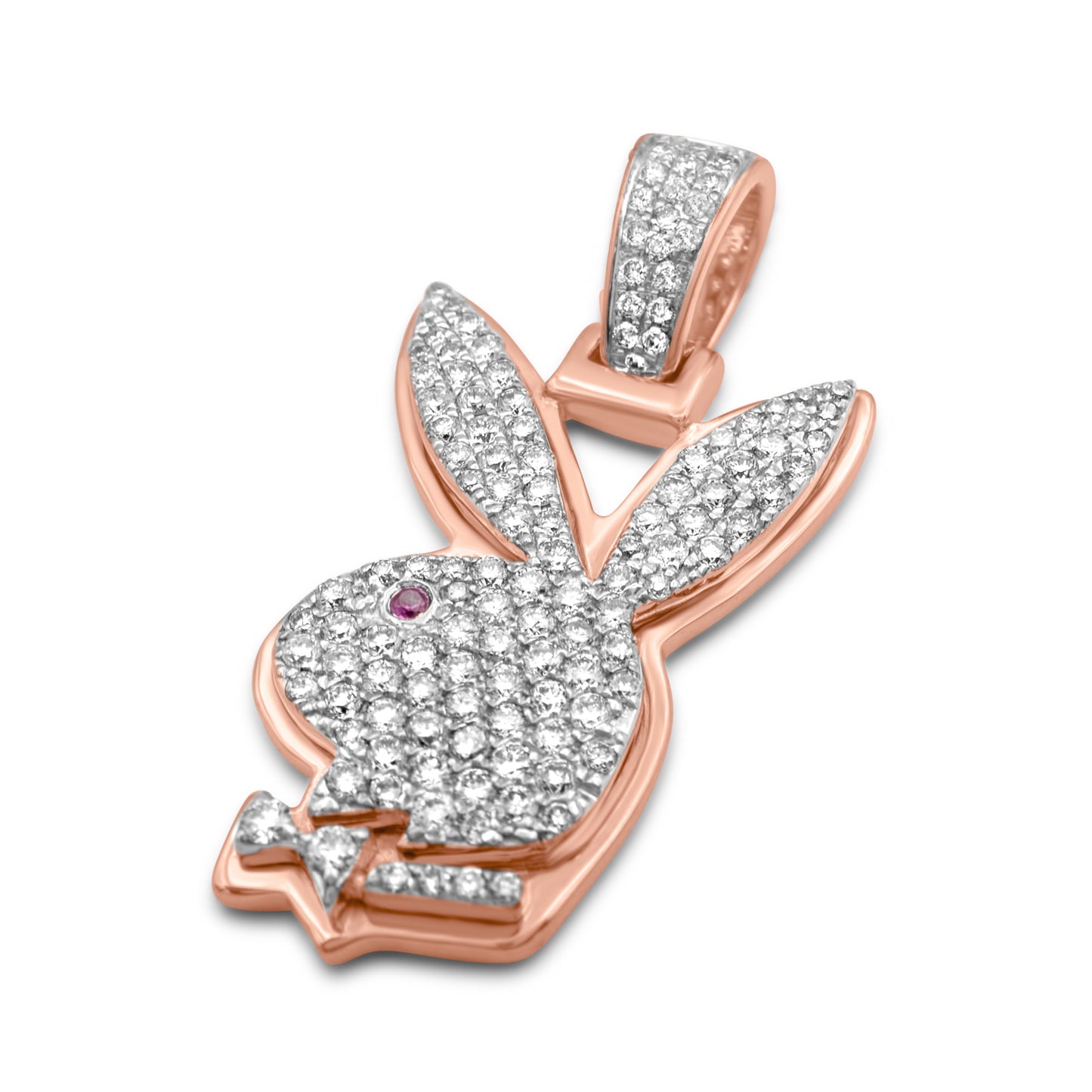 10K Rose Gold Bunny Diamond Pendant 0.80CTW