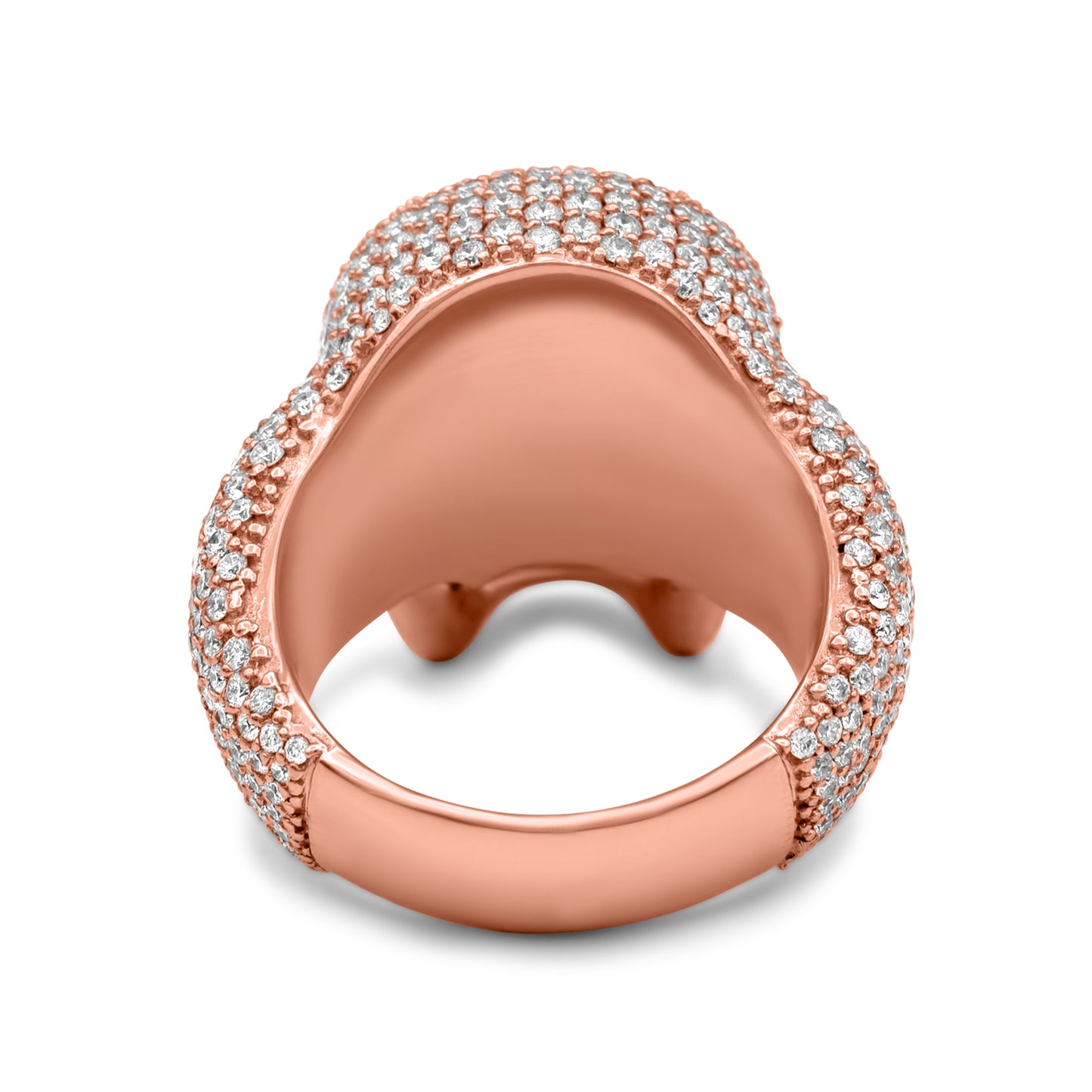 14K Rose Gold Diamond Skull Ring 6.55CTW