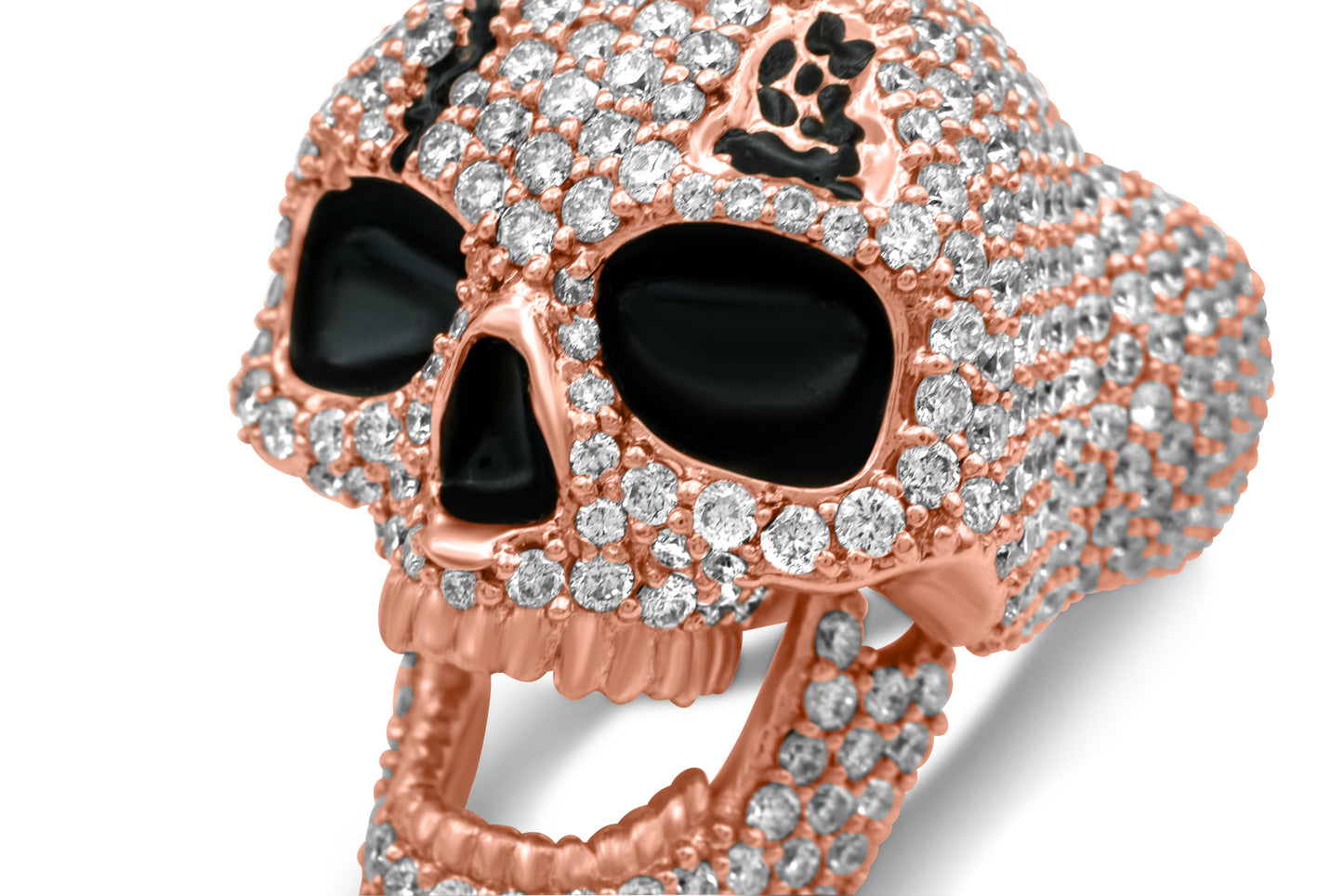 14K Rose Gold Diamond Skull Ring 6.55CTW