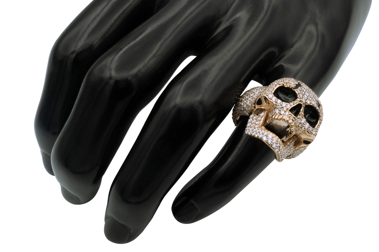 14K Rose Gold Diamond Skull Ring 6.55CTW