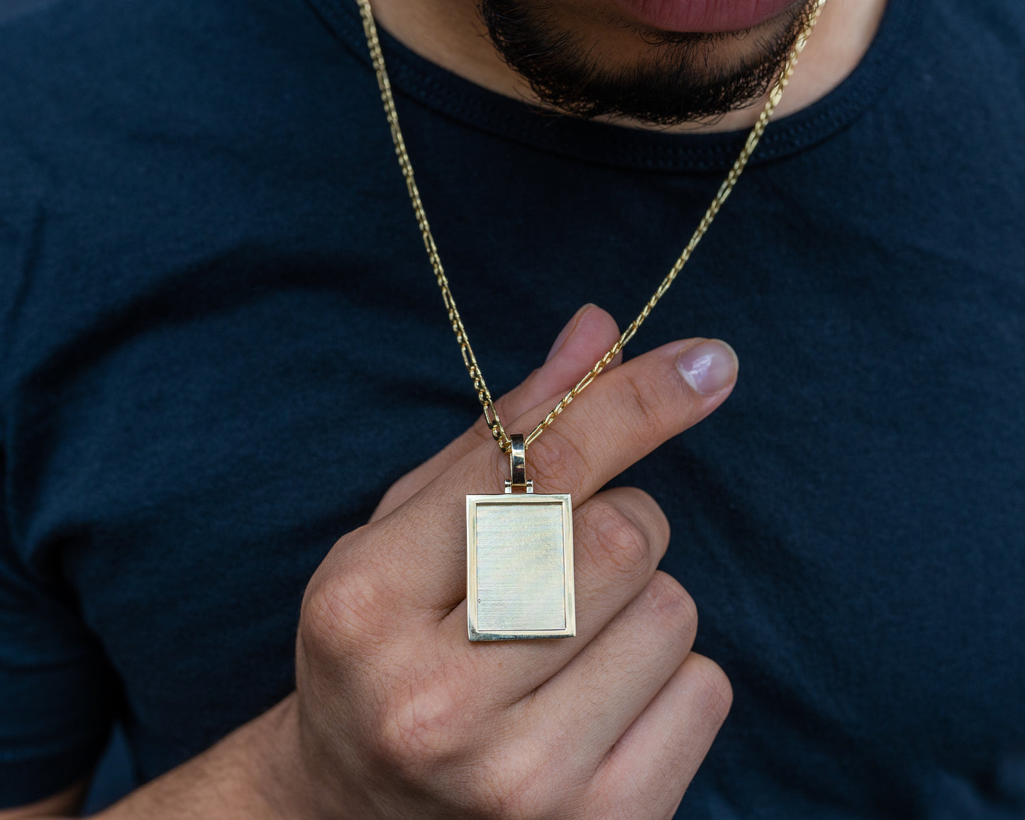 10k Solid Yellow Gold Rectangle Picture Pendant