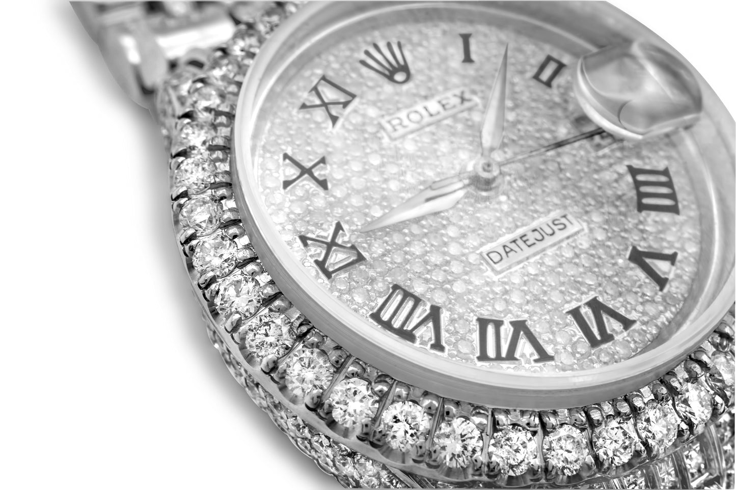 Diamond Rolex Date Just 26mm Stainless Steel 6.50 CTW