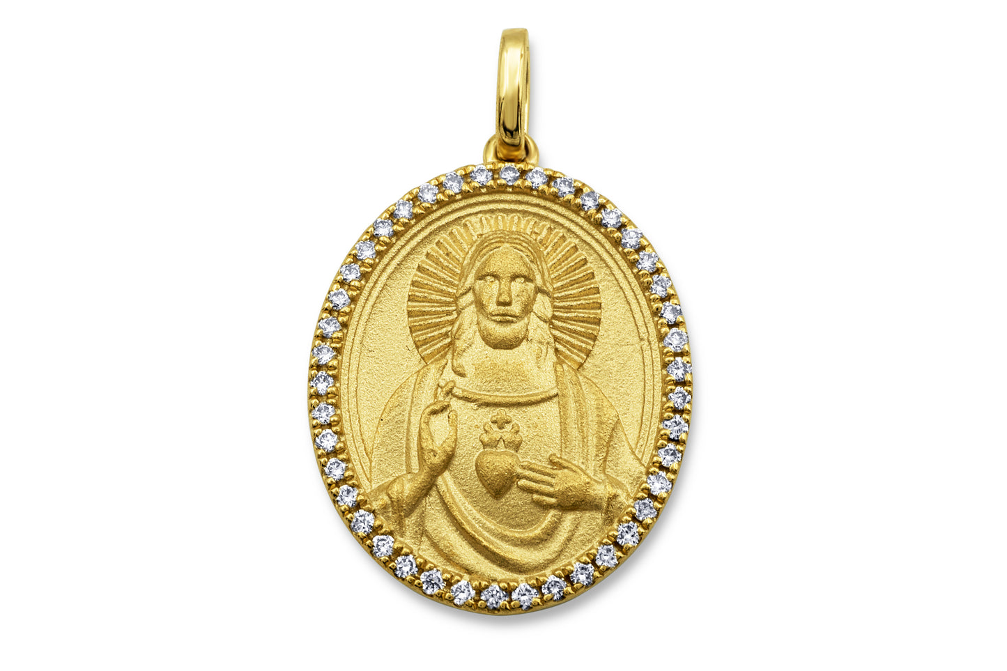 14k Yellow Gold Micro Diamond Jesus Pendant 0.18 CTW