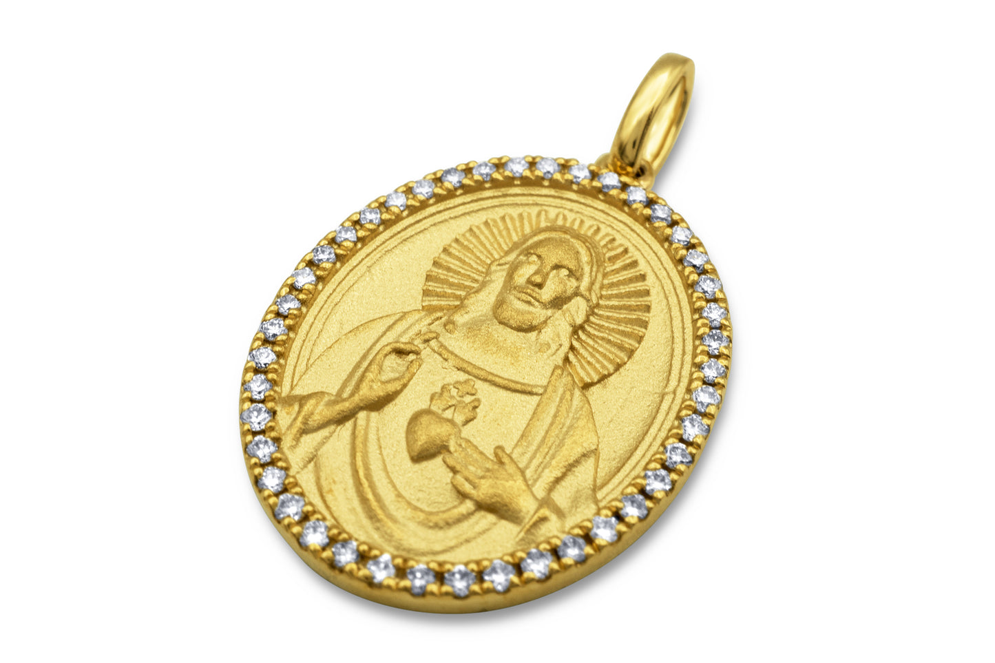 14k Yellow Gold Micro Diamond Jesus Pendant 0.18 CTW