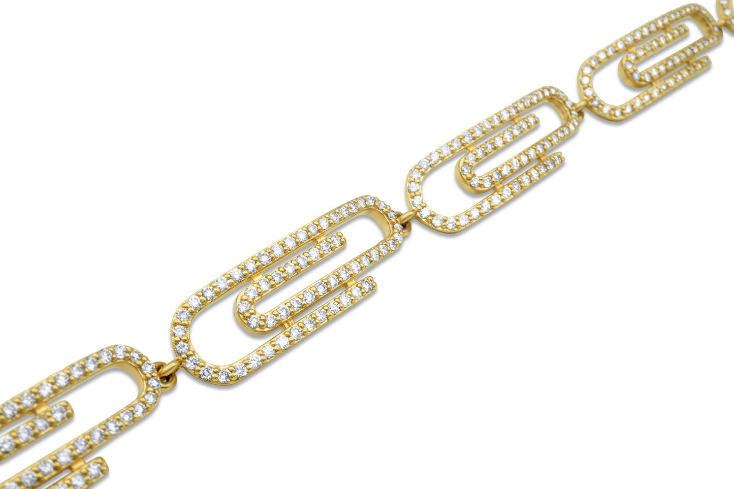 14k Yellow Gold Diamond Paper Clip Bracelet 2.31CTW