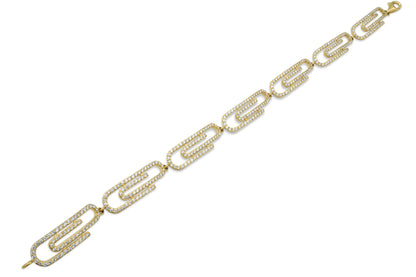 14k Yellow Gold Diamond Paper Clip Bracelet 2.31CTW