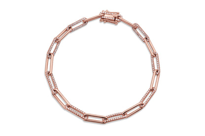 14k Rose Gold Diamond Paper Clip Bracelet 0.781CTW