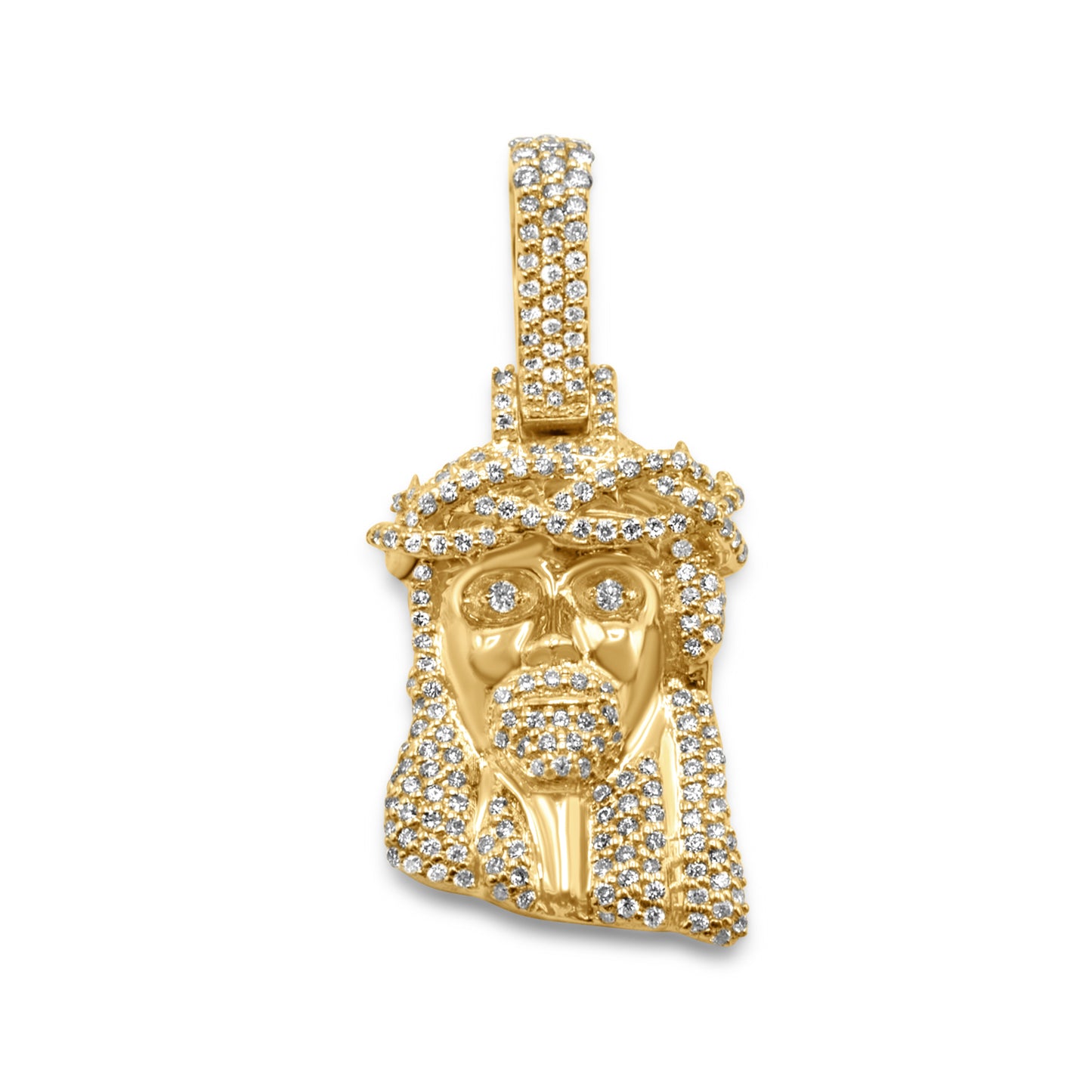 14K Yellow Gold Jesus Head Diamond Pendant 0.45 ctw