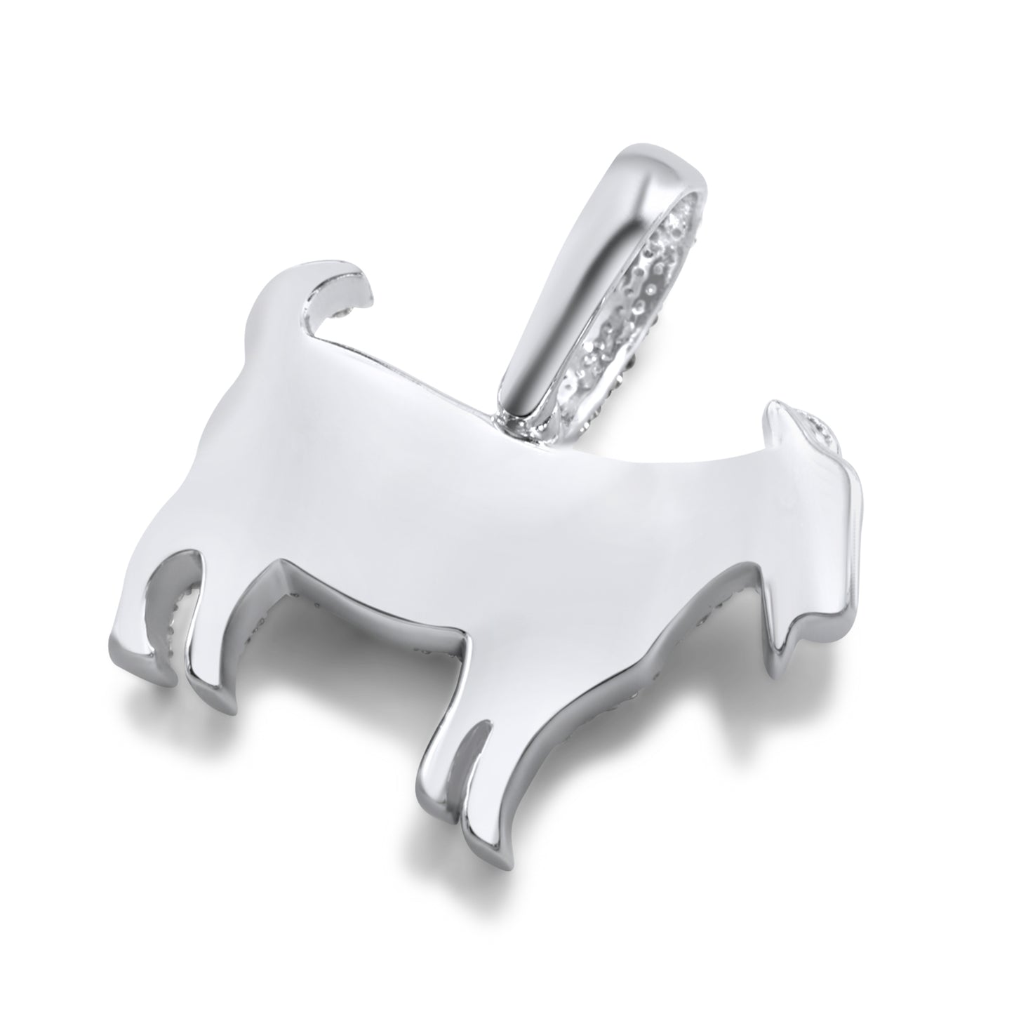 14K White Gold Goat Diamond Pendant 0.80 ctw