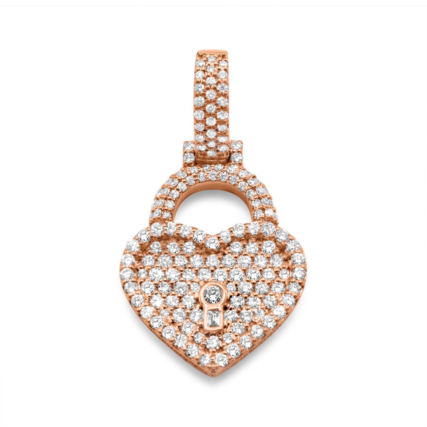 10K Rose Gold Diamond Heart Locket Pendant 0.83 ctw