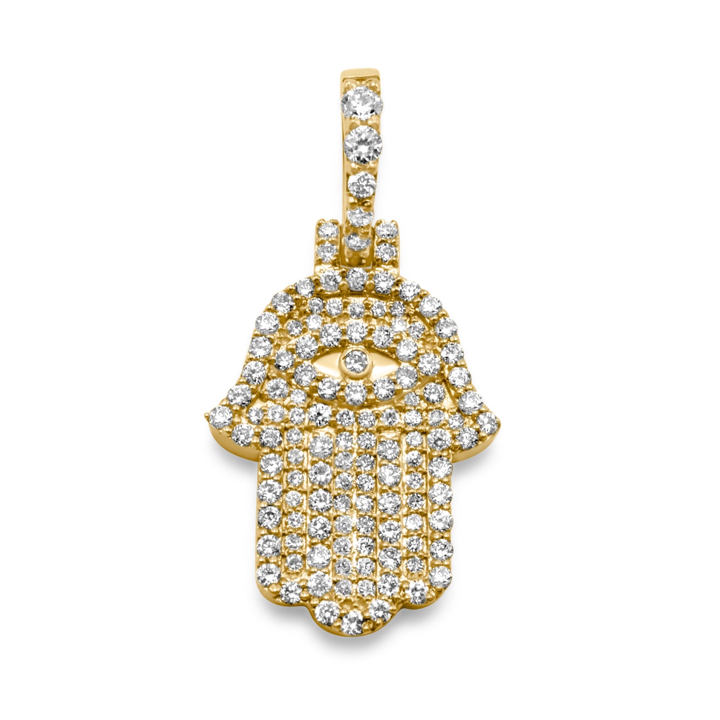 14k White Gold Diamond Hamsa Pendant 0.81 ctw