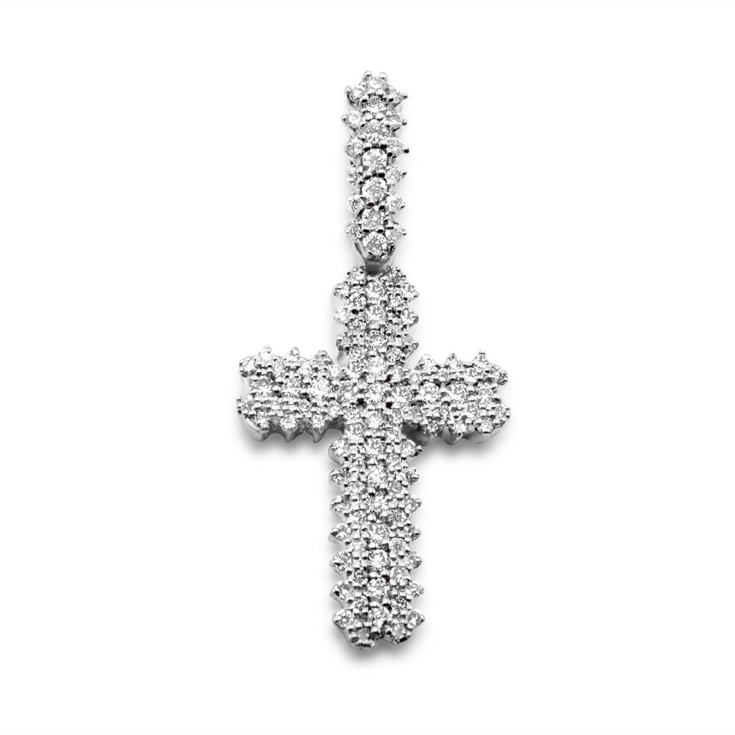 14K White Gold Diamond Cross Pendant .44 CTW