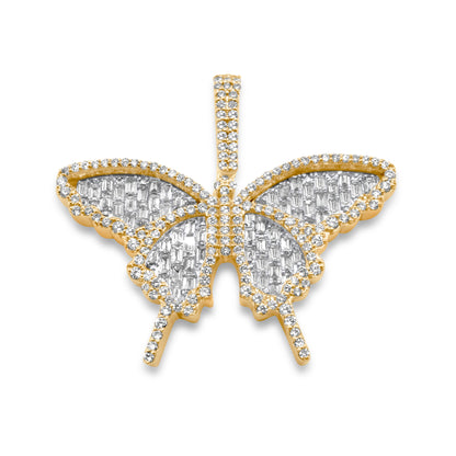 14K Yellow Gold Butterfly Diamond Pendant 1.26 CTW