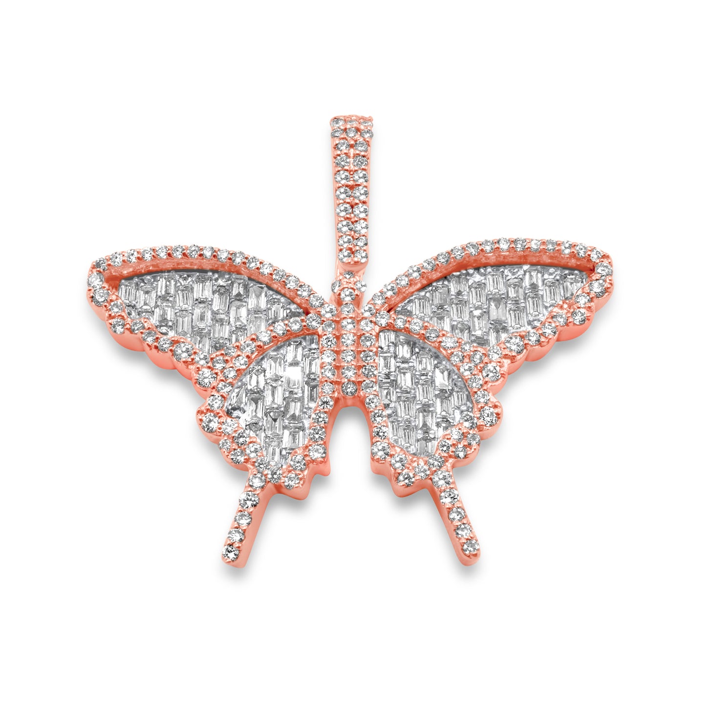 14K White Gold Butterfly Diamond Pendant 1.26 ctw