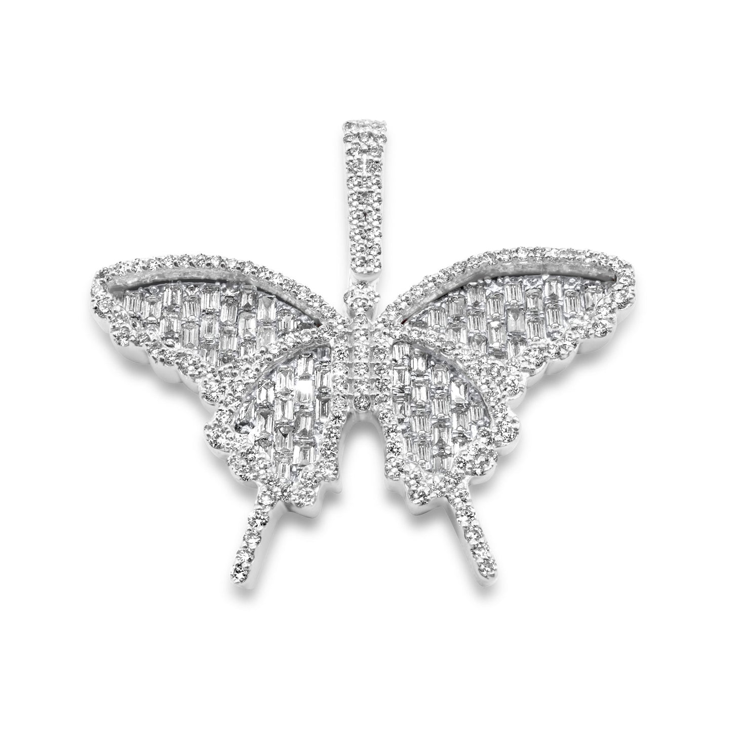 14K White Gold Butterfly Diamond Pendant 1.26 CTW