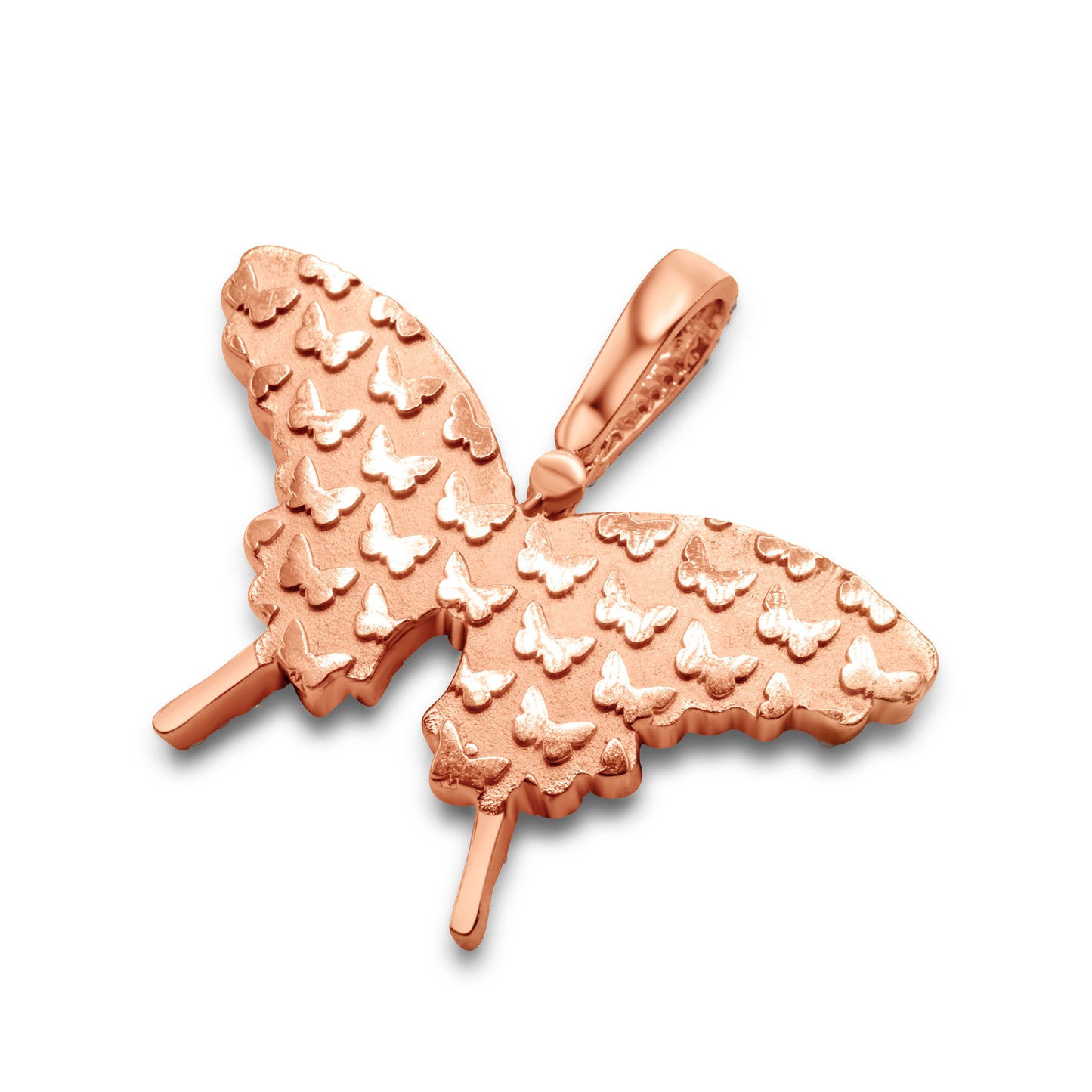 14K Rose Gold Butterfly Diamond Pendant 1.26 ctw