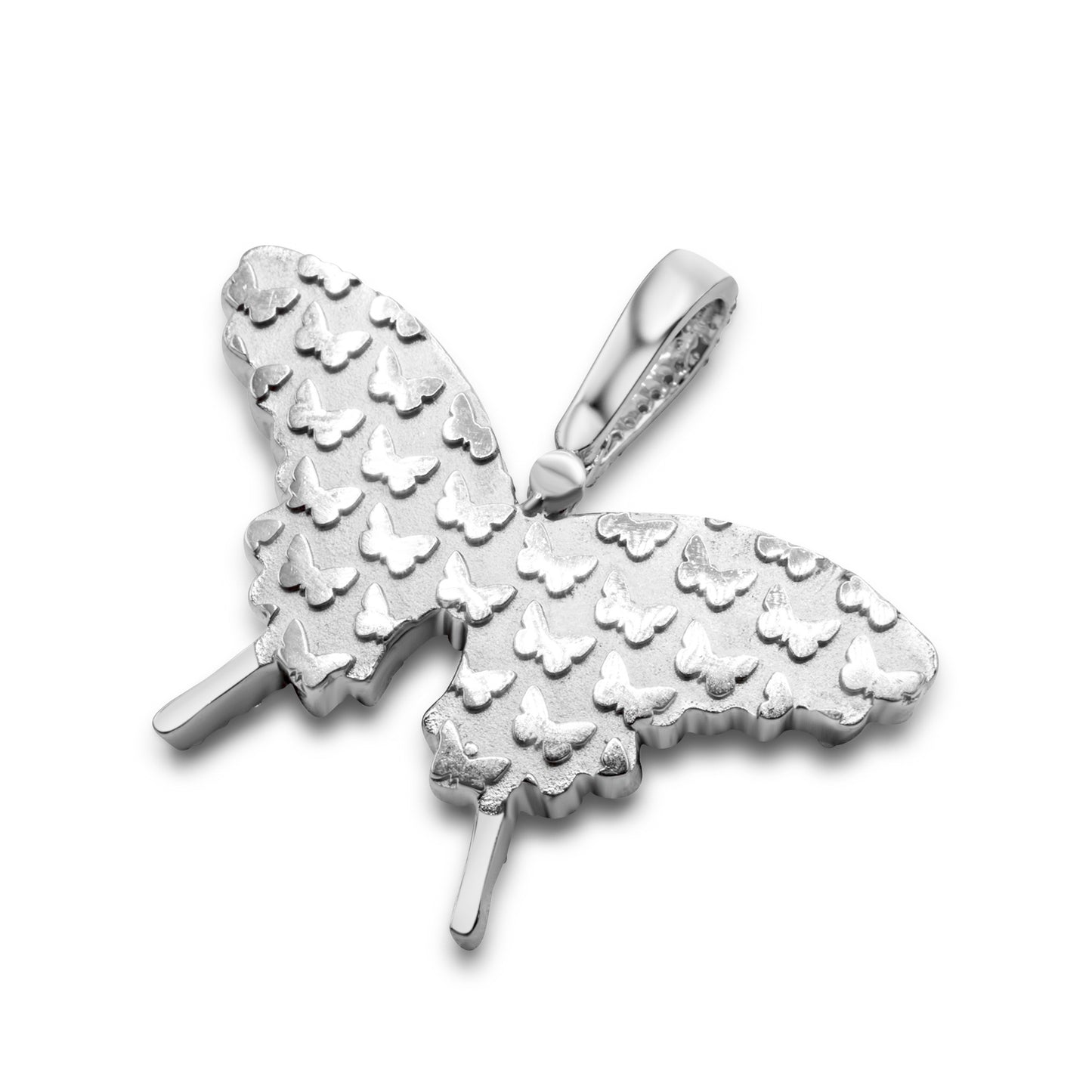 14K White Gold Butterfly Diamond Pendant 1.26 ctw