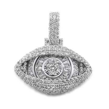 14K Yellow and White Gold Baguette Eye Pendant 1.39 ctw