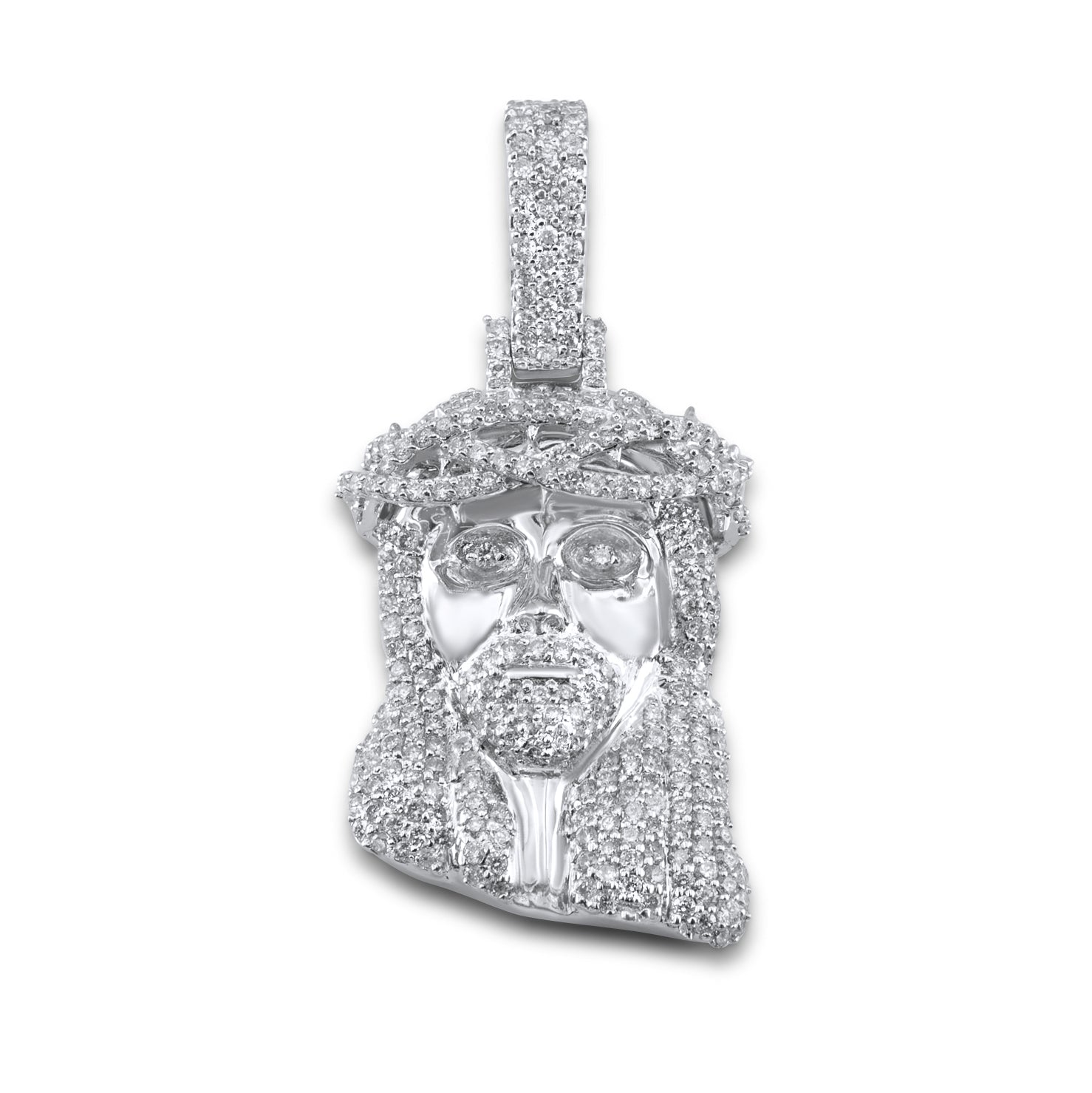 14K White Gold Jesus Diamond Pendant 1.21 ctw