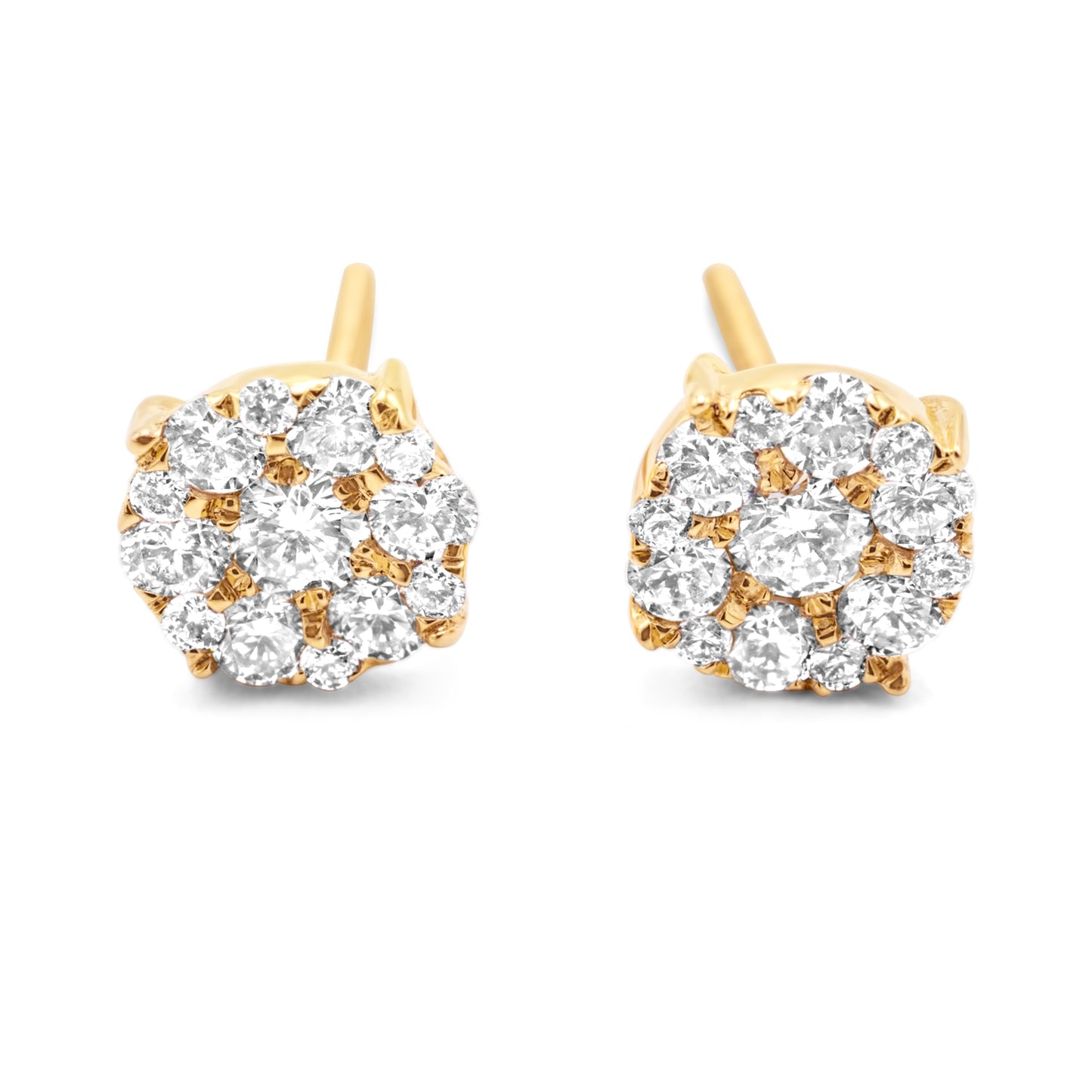 10K Yellow Gold Diamond Cluster Earrings 0.50ctw