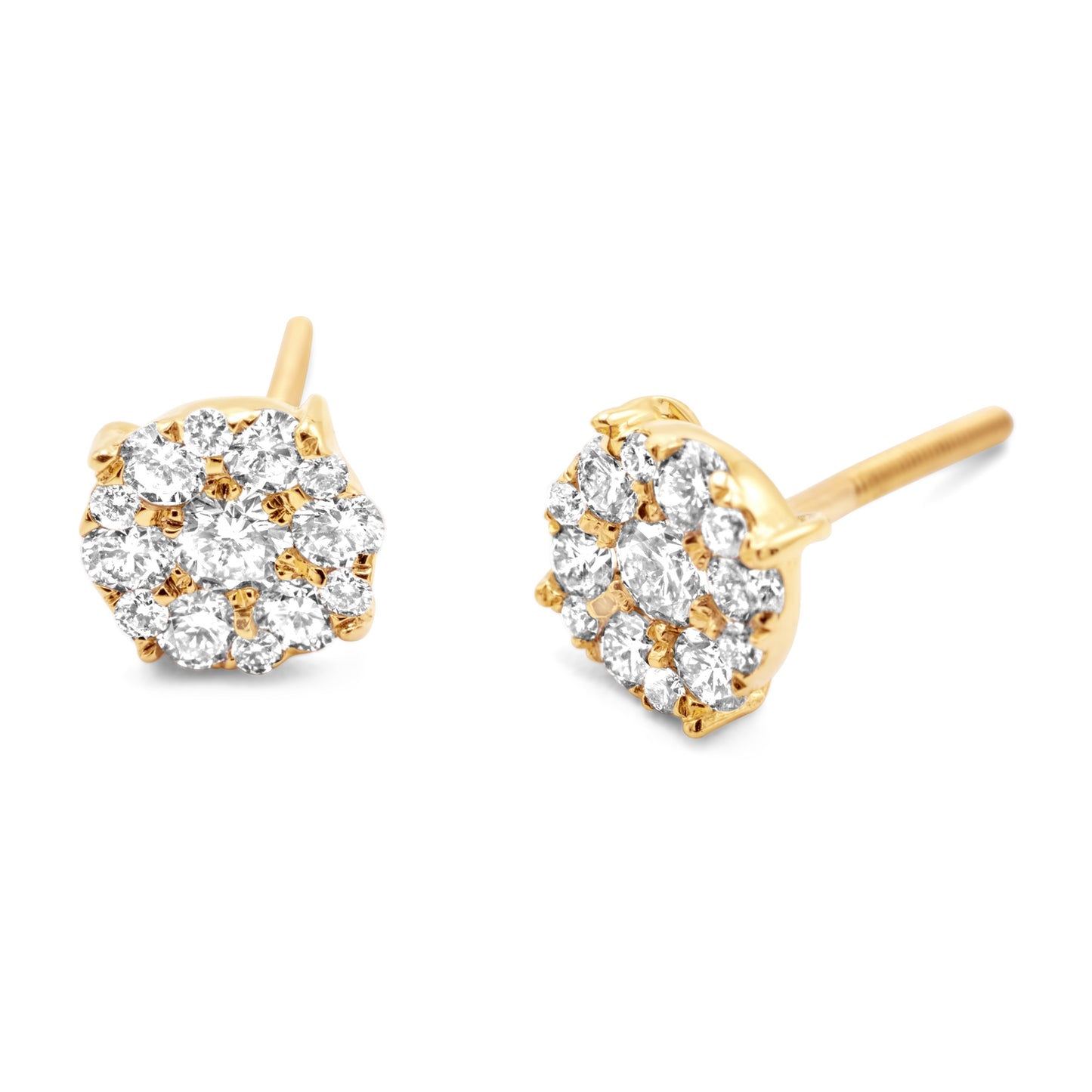 10K Gold Diamond Cluster Earrings 0.50ctw