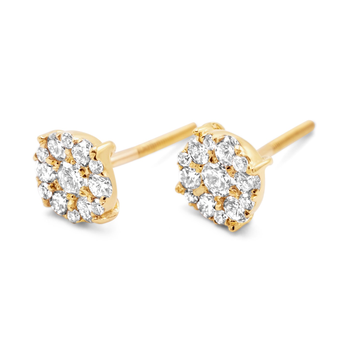 10K Yellow Gold Diamond Cluster Earrings 0.50ctw