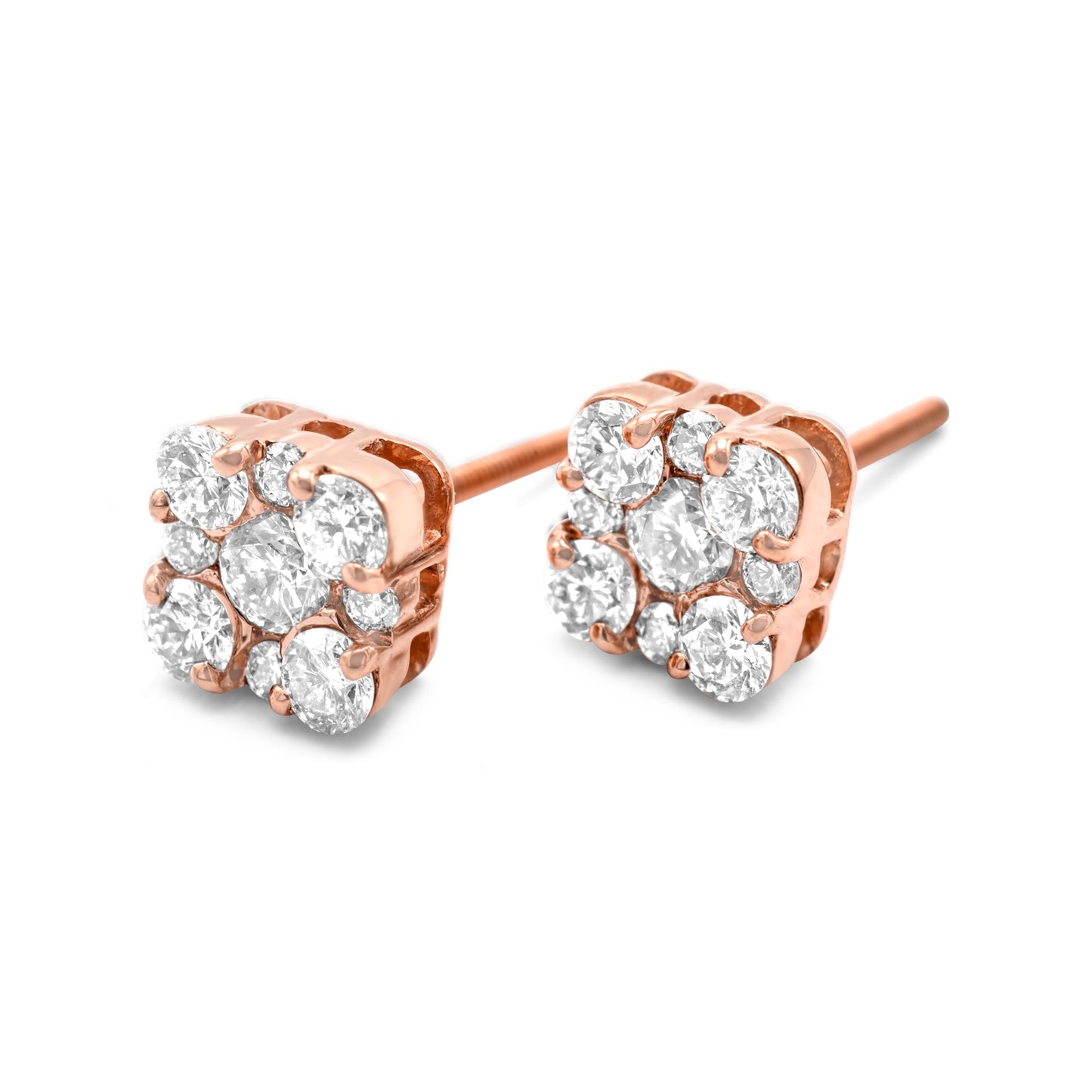 10k Rose Gold Diamond Earrings 0.71ctw