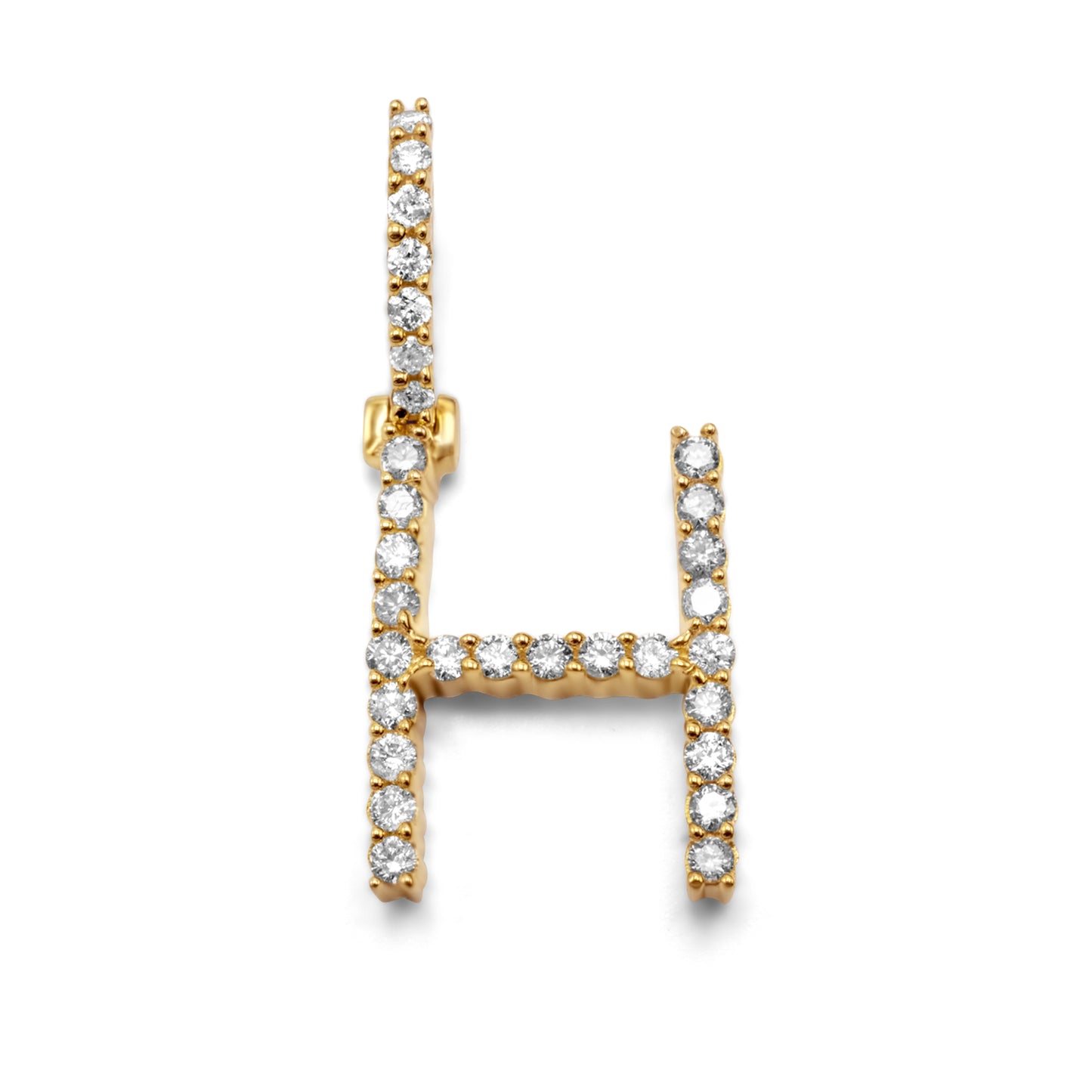 10K Yellow Gold Letter H Pendant 0.54ctw