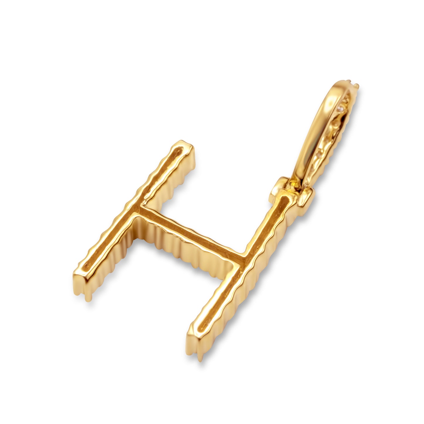 10K Yellow Gold Letter H Pendant 0.54ctw