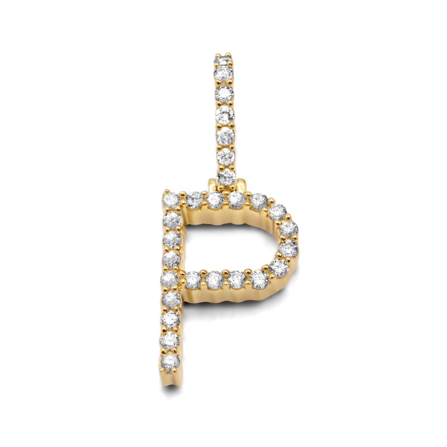 10K Yellow Gold Letter P Pendant 0.46ctw