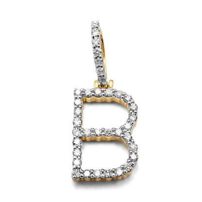 10K Yellow Gold Letter B Pendant 0.49ctw