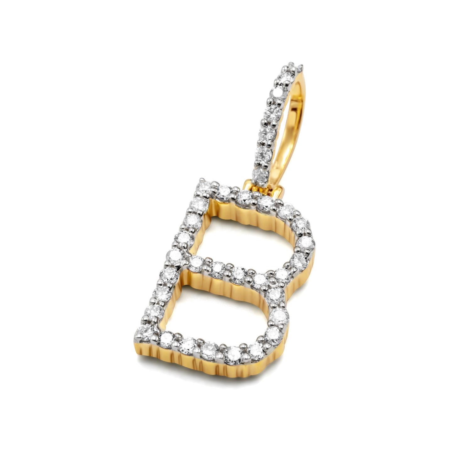 10K Yellow Gold Letter B Pendant 0.49ctw