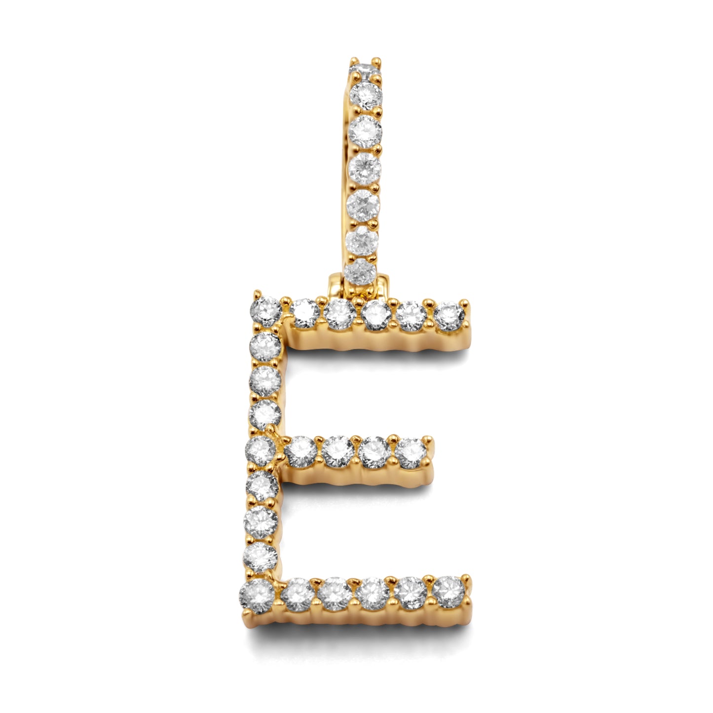 10K Yellow Gold Letter E Pendant 0.53ctw