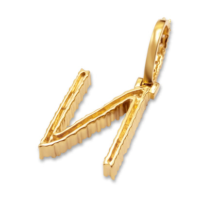 10K Yellow Gold Letter N Pendant 0.54ctw